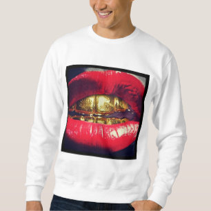 red lips gold lips sweatshirt