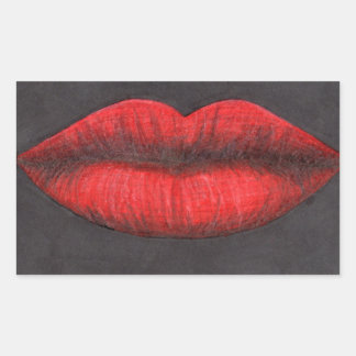 Red Lips Graphic Rectangular Sticker