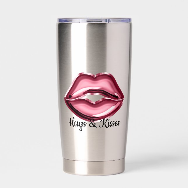 Red Lips Kiss Insulated Tumbler (Front)