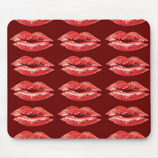 Red Lips Kiss Lipstick Mouse Pad (Front)