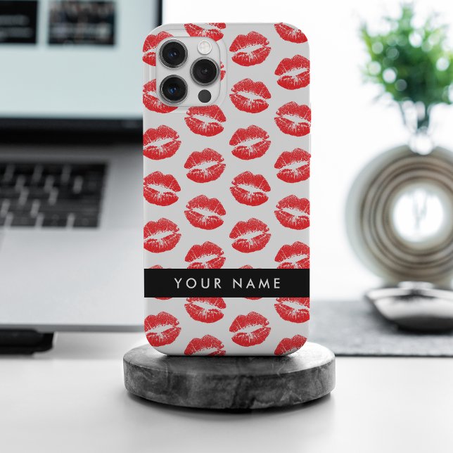 Red Lips, Kiss, Lipstick, Your Name, Personalise Case-Mate iPhone Case (Creator Uploaded)