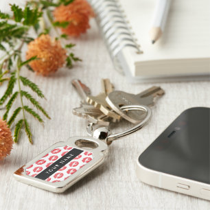Red Lips, Kiss, Lipstick, Your Name, Personalise Key Ring
