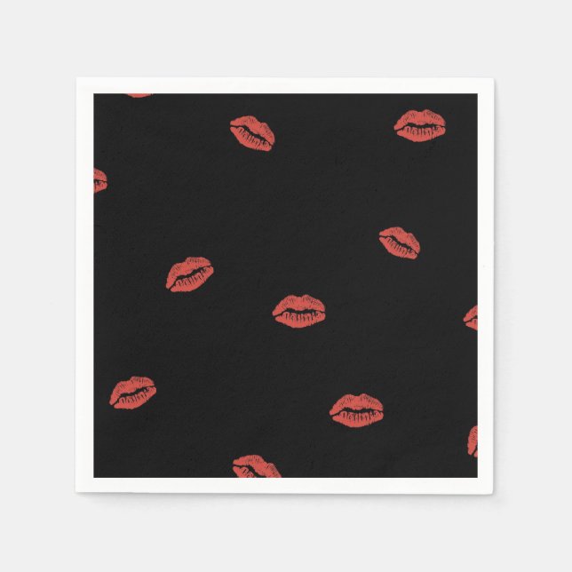 Red Lips Kiss Napkins (Front)