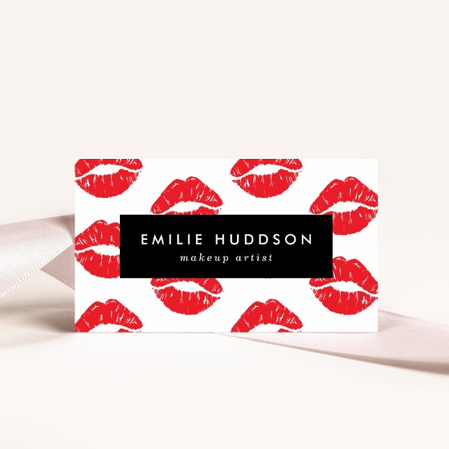Red Lips, Kiss, Pattern Of Lips, Makeup Artist Business Card (Creator Uploaded)