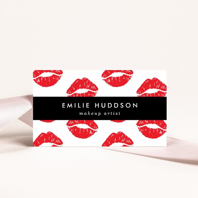 Red Lips, Kiss, Pattern Of Lips, Makeup Artist Business Card (Creator Uploaded)