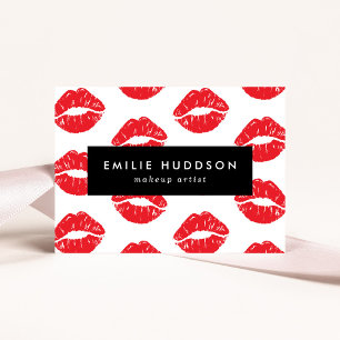 Red Lips, Kiss, Pattern Of Lips, Makeup Artist Business Card