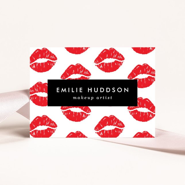 Red Lips, Kiss, Pattern Of Lips, Makeup Artist Business Card (Creator Uploaded)
