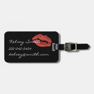 Red Lips Kiss Personalised Luggage Tag