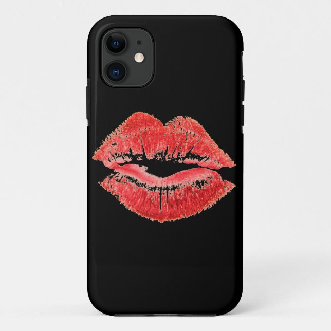 red lips kiss print iphone case (Back)