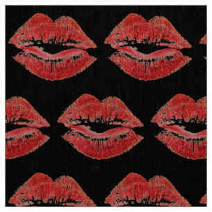 red lips kiss print valentines day swak fabric