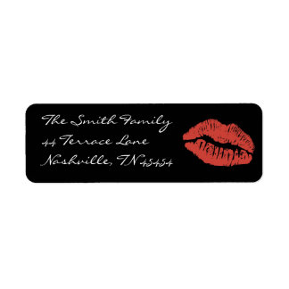 Red Lips Kiss Return Address Labels