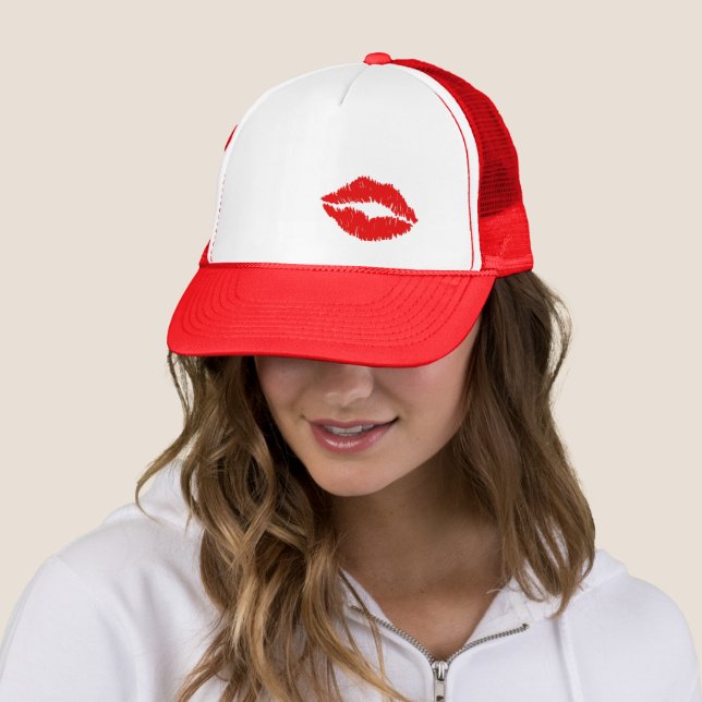 Red Lips Kiss Trucker Hat | Zazzle.co.nz