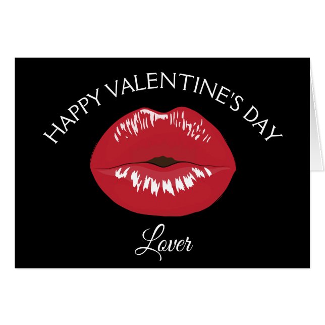 Red Lips Kiss Valentine's Day  Card (Front Horizontal)