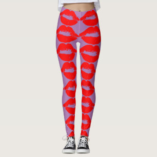 RED LIPS KISS YOGA PANTS