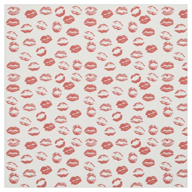 Red Lips Kisses Fabric (Swatch)