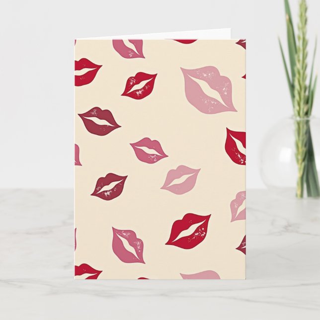 Red Lips Kisses Love Card (Front)