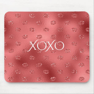 Red Lips Kisses XOXO Mouse Pad