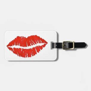 Red Lips Lipstick Kiss Personalised Fashionista Luggage Tag