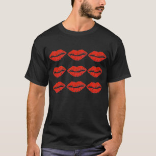 Red Lips Lipstick Kiss Valentine's Day Love T-Shirt