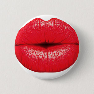 Red Lips lipstick pop art kiss 6 Cm Round Badge