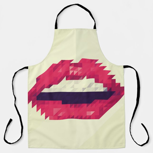Red lips made of small triangles, pixelshipster,pi apron (Front)