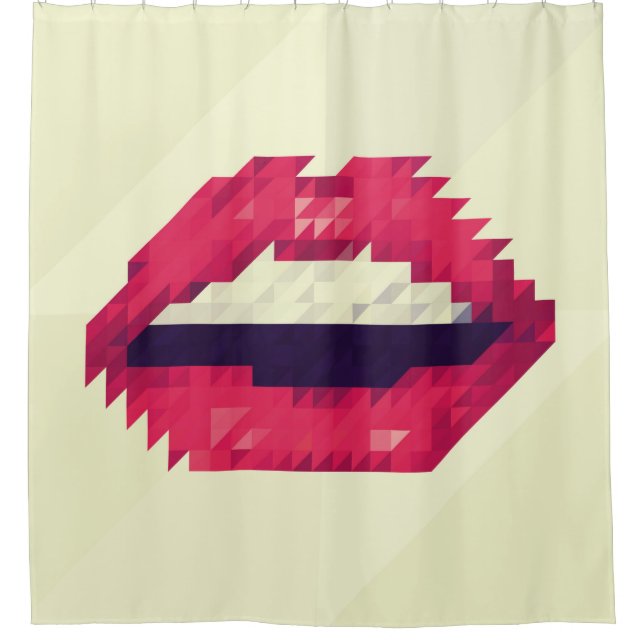 Red lips made of small triangles, pixelshipster,pi shower curtain (Front)