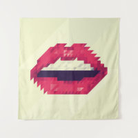 Red lips made of small triangles, pixelshipster,pi