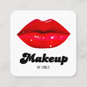 Red Lips Make up Artist Square Business Card