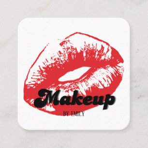 Red Lips Make up Artist Square Business Card