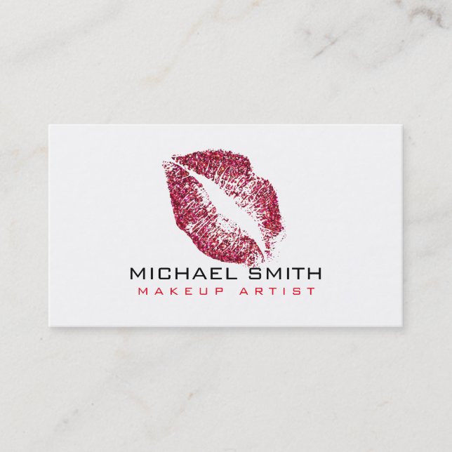 Red Lips Makeup Artist Business Card (Front)