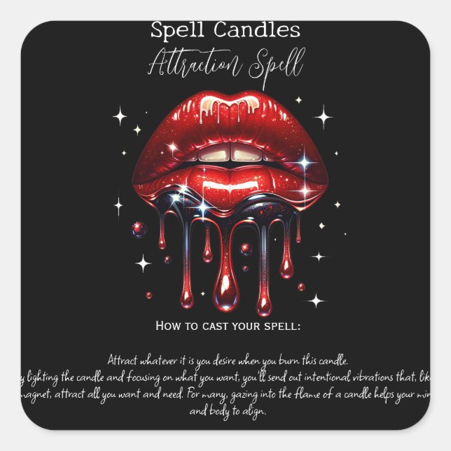 Red Lips Manifesting Attraction Magic Spell  Square Sticker (Front)