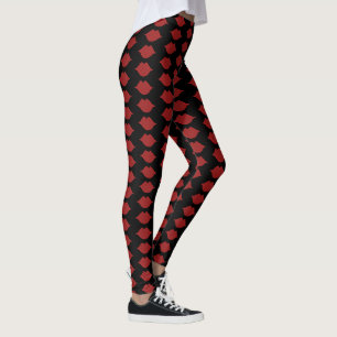 red lips / mouths pattern leggings