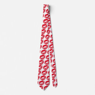Red Lips on white Tie
