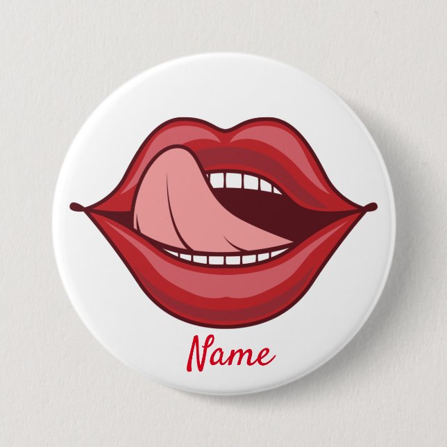 Red Lips Open Mouth Thunder_Cove 7.5 Cm Round Badge (Front)