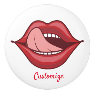 Red Lips Open Mouth Thunder_Cove Ceramic Knob