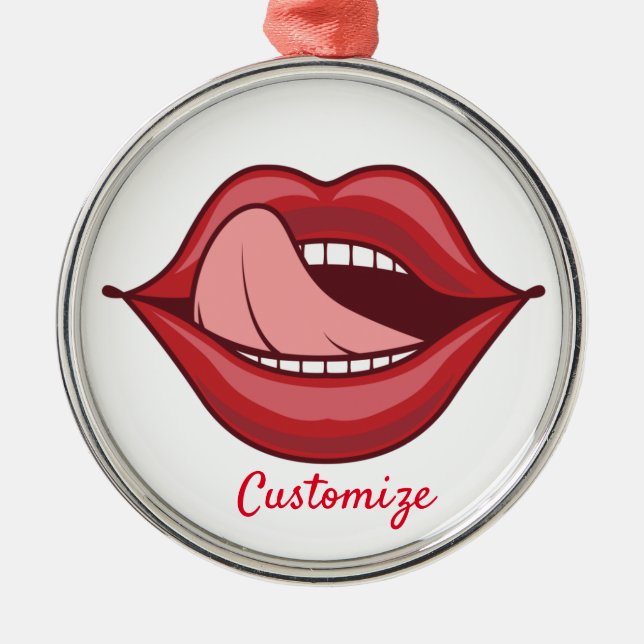 Red Lips Open Mouth Thunder_Cove Metal Tree Decoration (Front)