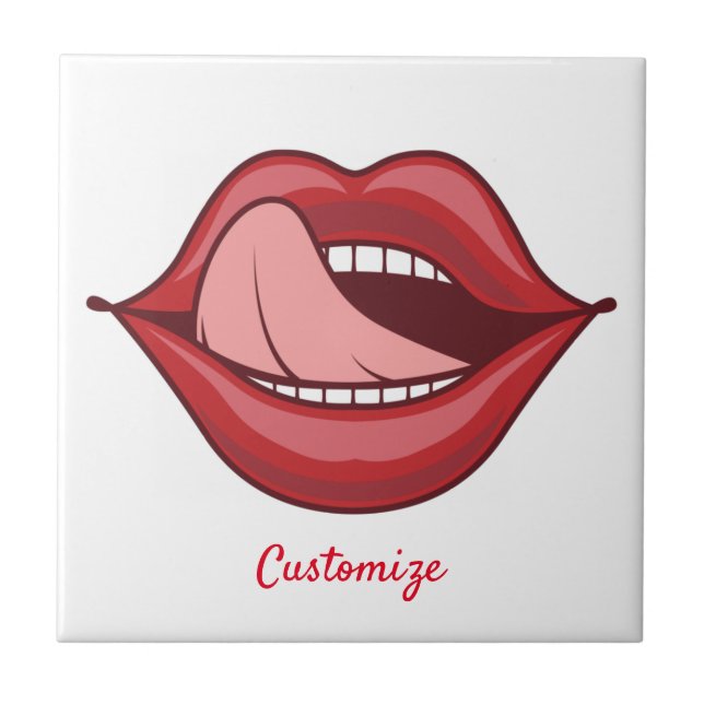 Red Lips Open Mouth Thunder_Cove Tile (Front)