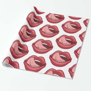 Red Lips Open Mouth Thunder_Cove Wrapping Paper