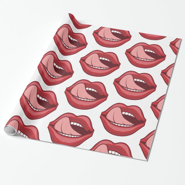 Red Lips Open Mouth Thunder_Cove  Wrapping Paper (Unrolled)