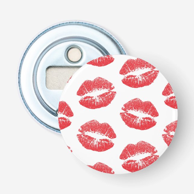 Red Lips, Pattern Of Lips, Red Lipstick, Kiss Bottle Opener (Front)