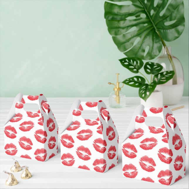 Red Lips, Pattern Of Lips, Red Lipstick, Kiss Favour Box (Multiple)