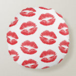 Red Lips, Pattern Of Lips, Red Lipstick, Kiss Round Cushion<br><div class="desc">Elegant,  stylish and sophisticated pattern with red lips on white background. Modern and trendy gift,  perfect for the makeup lover in your life.</div>