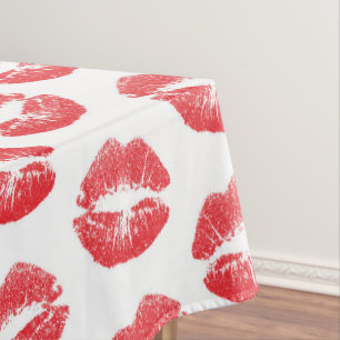 Red Lips, Pattern Of Lips, Red Lipstick, Kiss Tablecloth