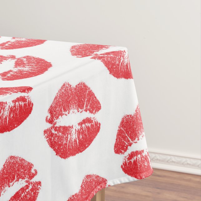 Red Lips, Pattern Of Lips, Red Lipstick, Kiss Tablecloth (In Situ)