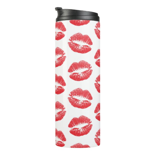 Red Lips, Pattern Of Lips, Red Lipstick, Kiss Thermal Tumbler (Rotated Right)