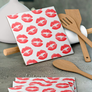 Red Lips, Pattern Of Lips, Red Lipstick, Kiss Tile
