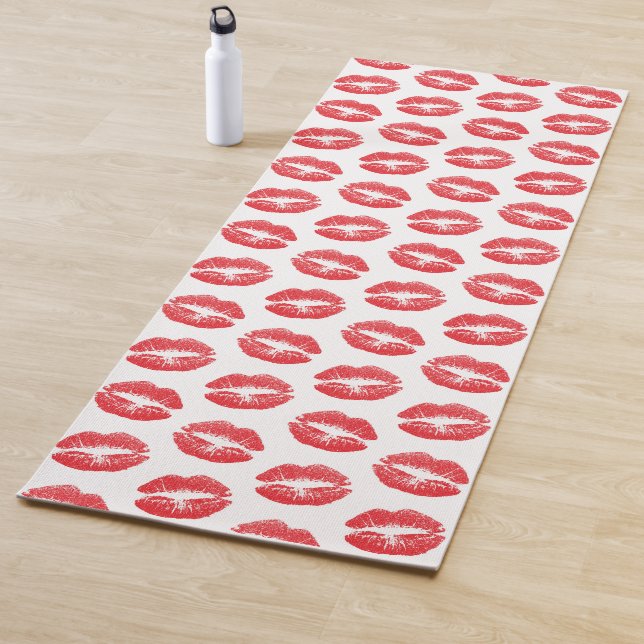 Red Lips, Pattern Of Lips, Red Lipstick, Kiss Yoga Mat (In Situ)