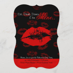 Red lips pattern valentine party invitation