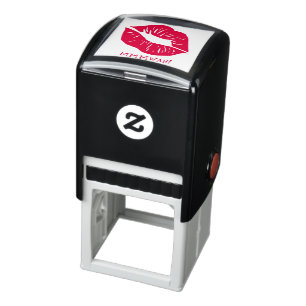 Red Lips Personalised Text Self-inking Stamp