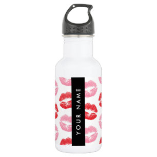 Red Lips, Pink Lips, Kiss, Your Name, Personalise 532 Ml Water Bottle